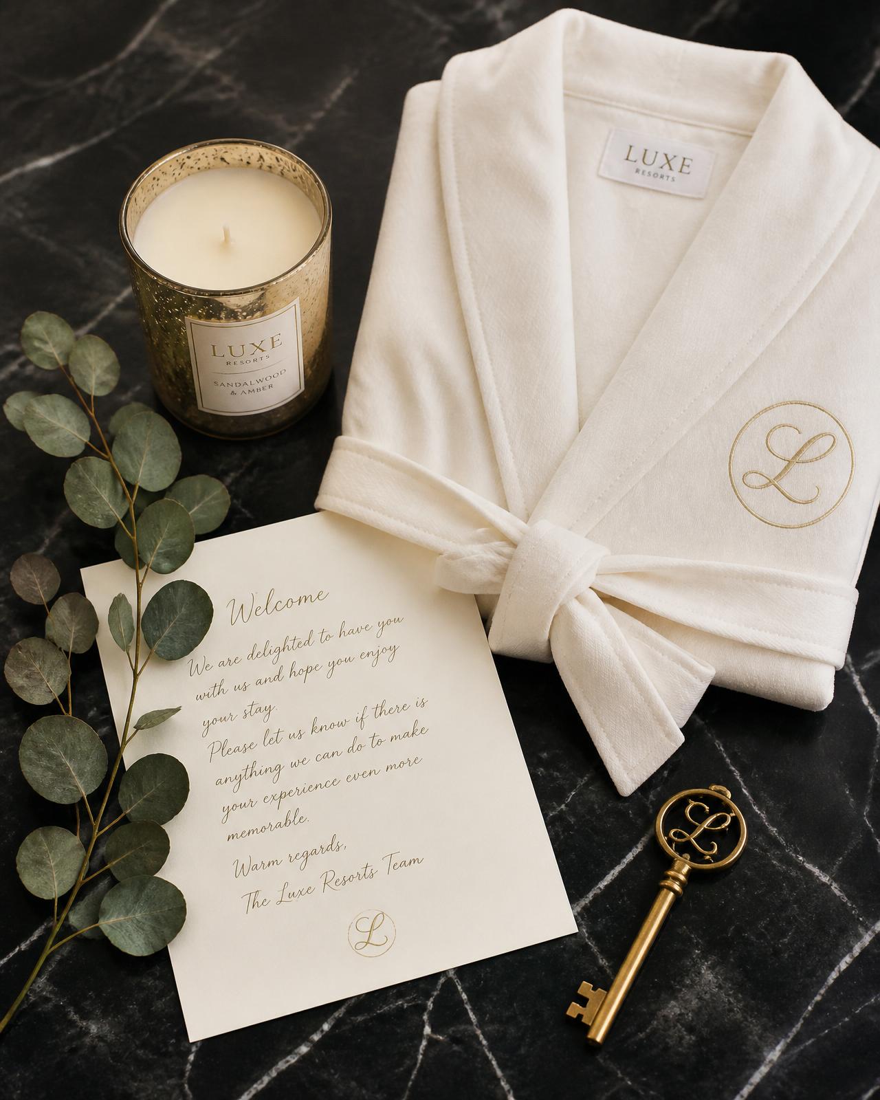 Luxury welcome gift flatlay