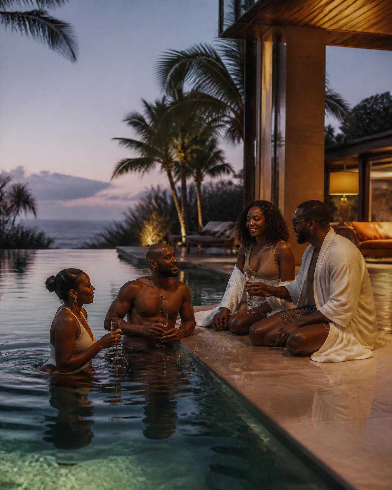 Poolside at dusk