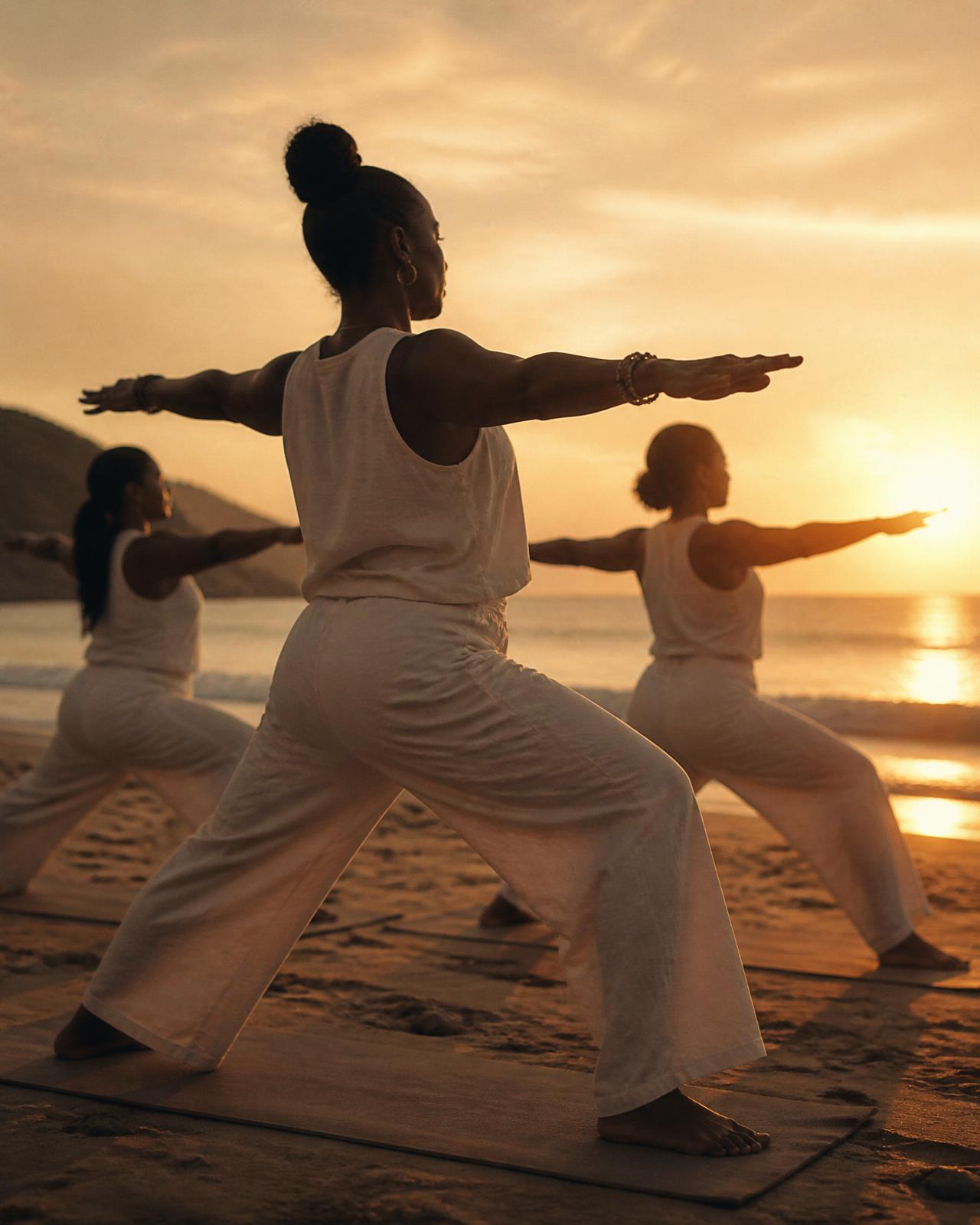 Sunrise yoga on the beach